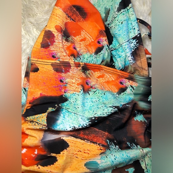 VENUS Orange and Green Halter Tie Front Tankini size 16 - Picture 5 of 12